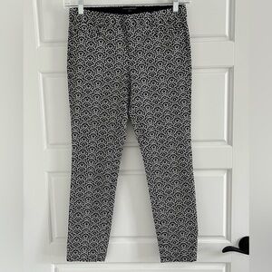 Banana Republic Sloan Crop Ankle Length Pants Slacks Black White Floral New 2
